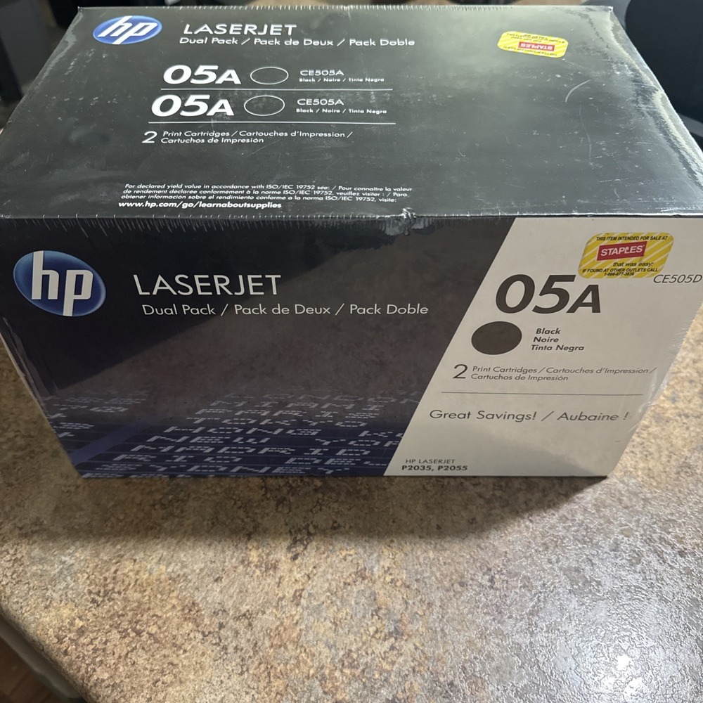 Genuine HP 05A CE505D Black LaserJet Toner Dual Pack 2-Pack OEM New Sealed